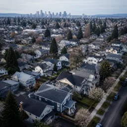 Residential rooftops across a dense metro service area